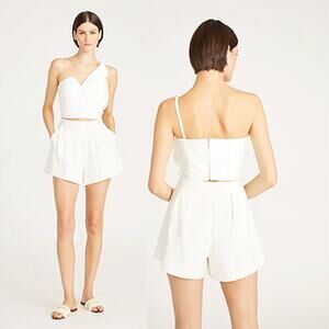 NWT Amur Declan Ruffle Bustier One Shoulder Ivory Cropped Top